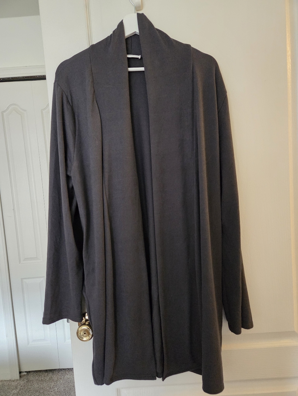 Open-Front Charcoal Gray Super Soft Cardigan
